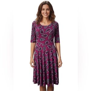 LuLaRoe Purple Midi Dress Paisley Fit & Flare Size L
